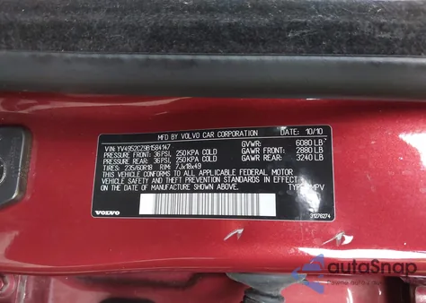 2011 Volvo Xc90 3.2 z USA, uszkodzony, nr VIN YV4952CZ9B1584147